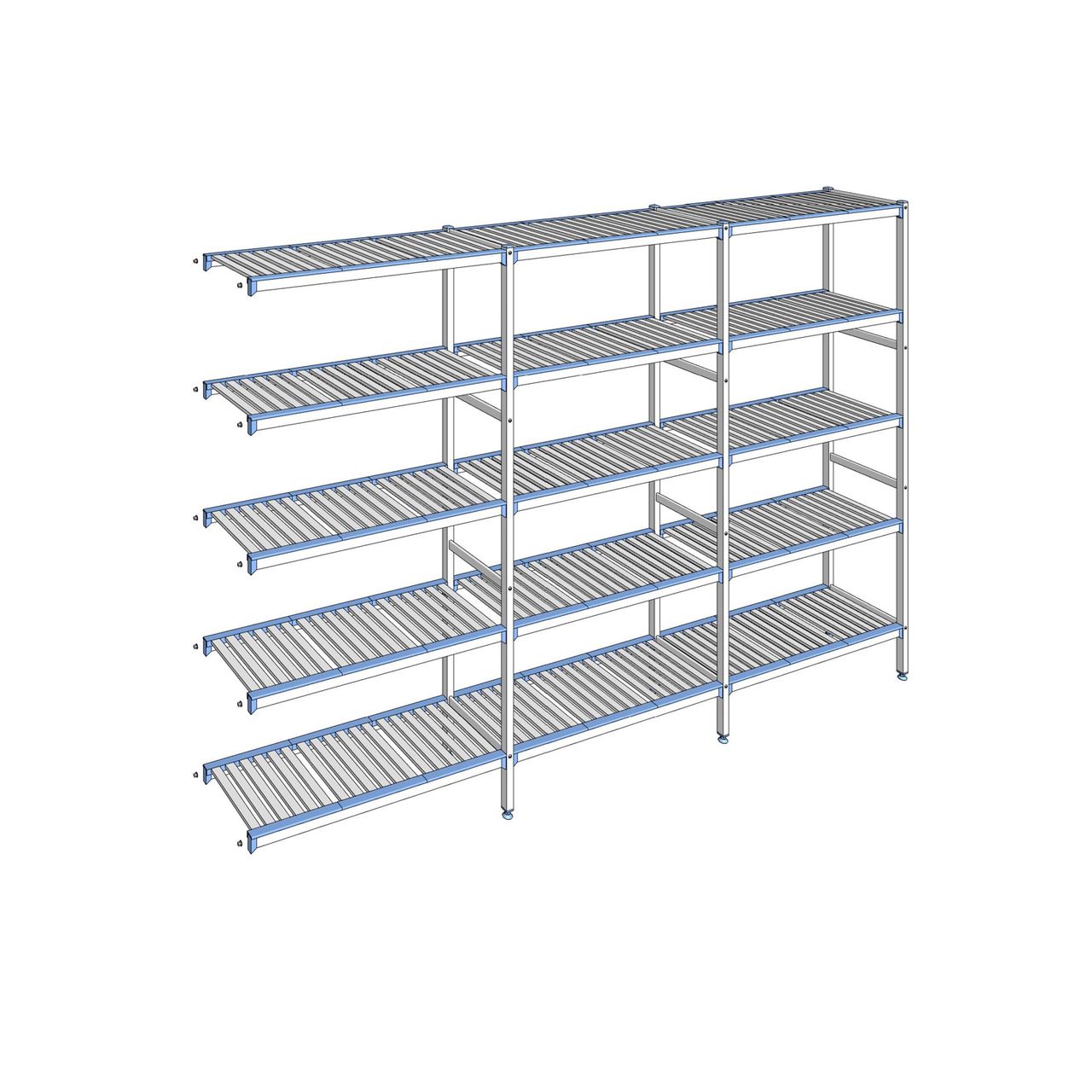 Rayonnage à clayettes amovibles 5 niveaux aluminium 205 x 313.1 x 40 cm Tournus - ACK3131