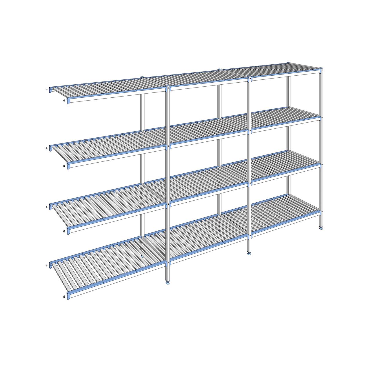 Rayonnage à clayettes amovibles 4 niveaux aluminium 205 x 353.1 x 50 cm Tournus - ACM3531