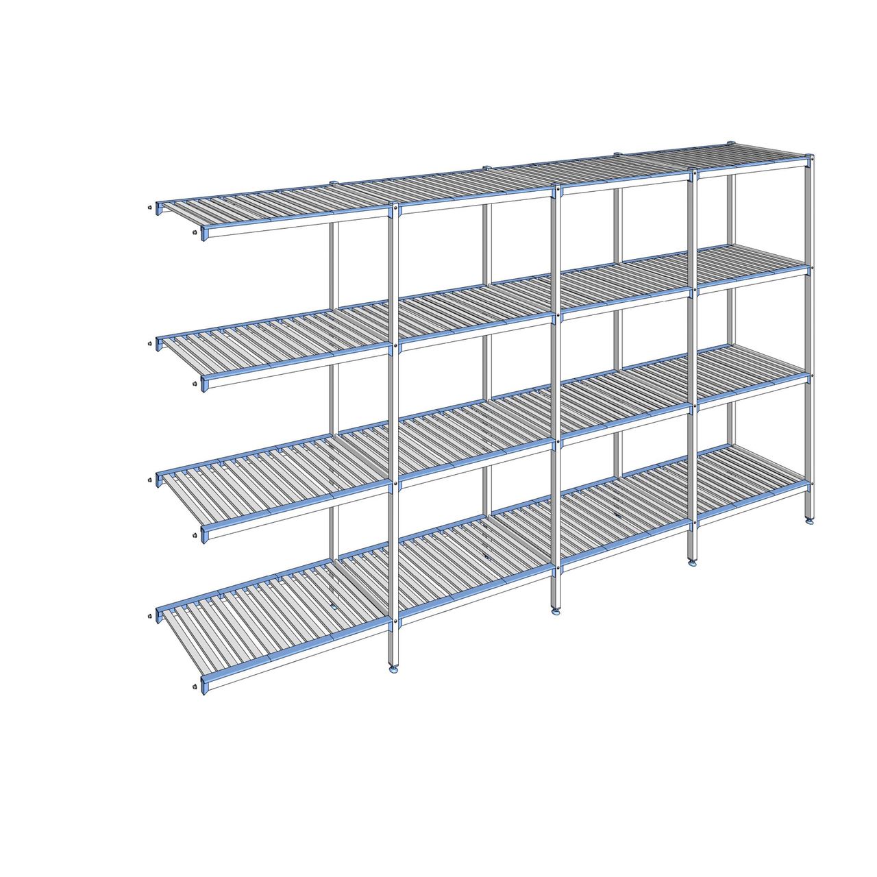 Rayonnage à clayettes amovibles 4 niveaux aluminium 205 x 377.1 x 50 cm Tournus - ACM3771
