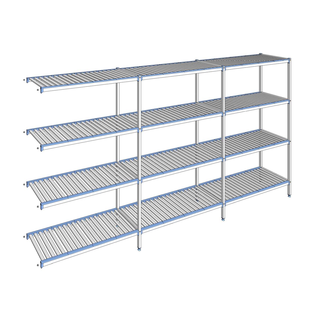 Rayonnage à clayettes amovibles 4 niveaux aluminium 205 x 393.5 x 50 cm Tournus - ACM3935
