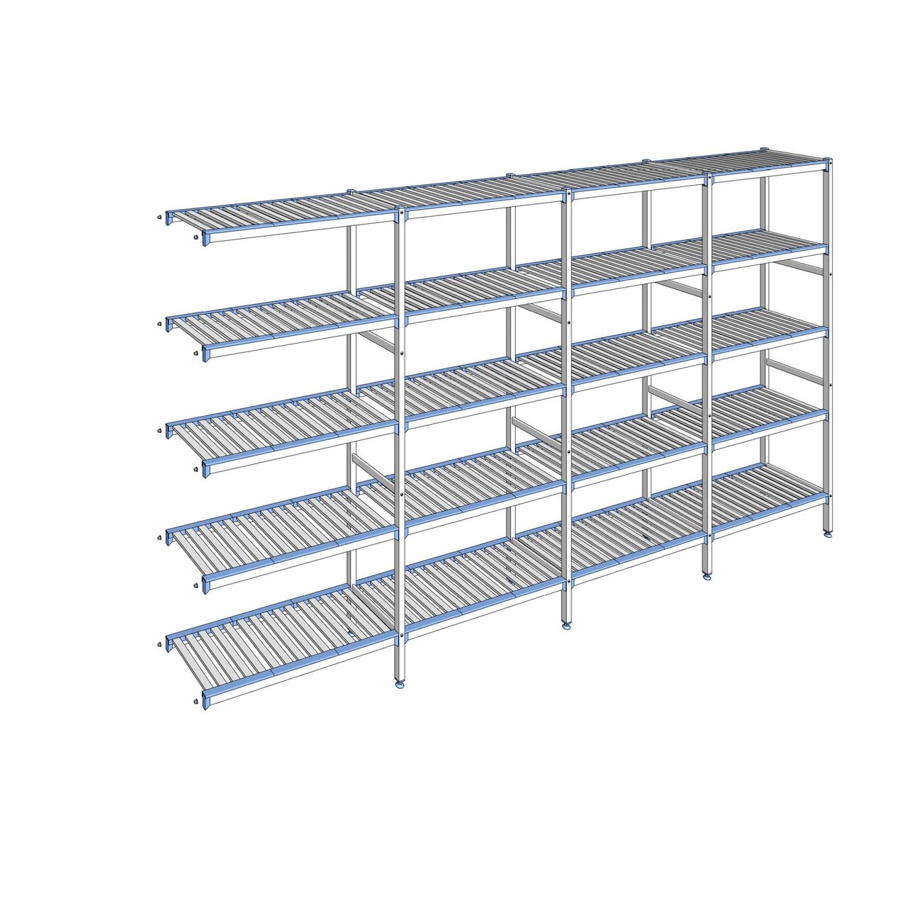 Rayonnage à clayettes amovibles 5 niveaux aluminium 205 x 377.1 x 40 cm Tournus - ACK3771