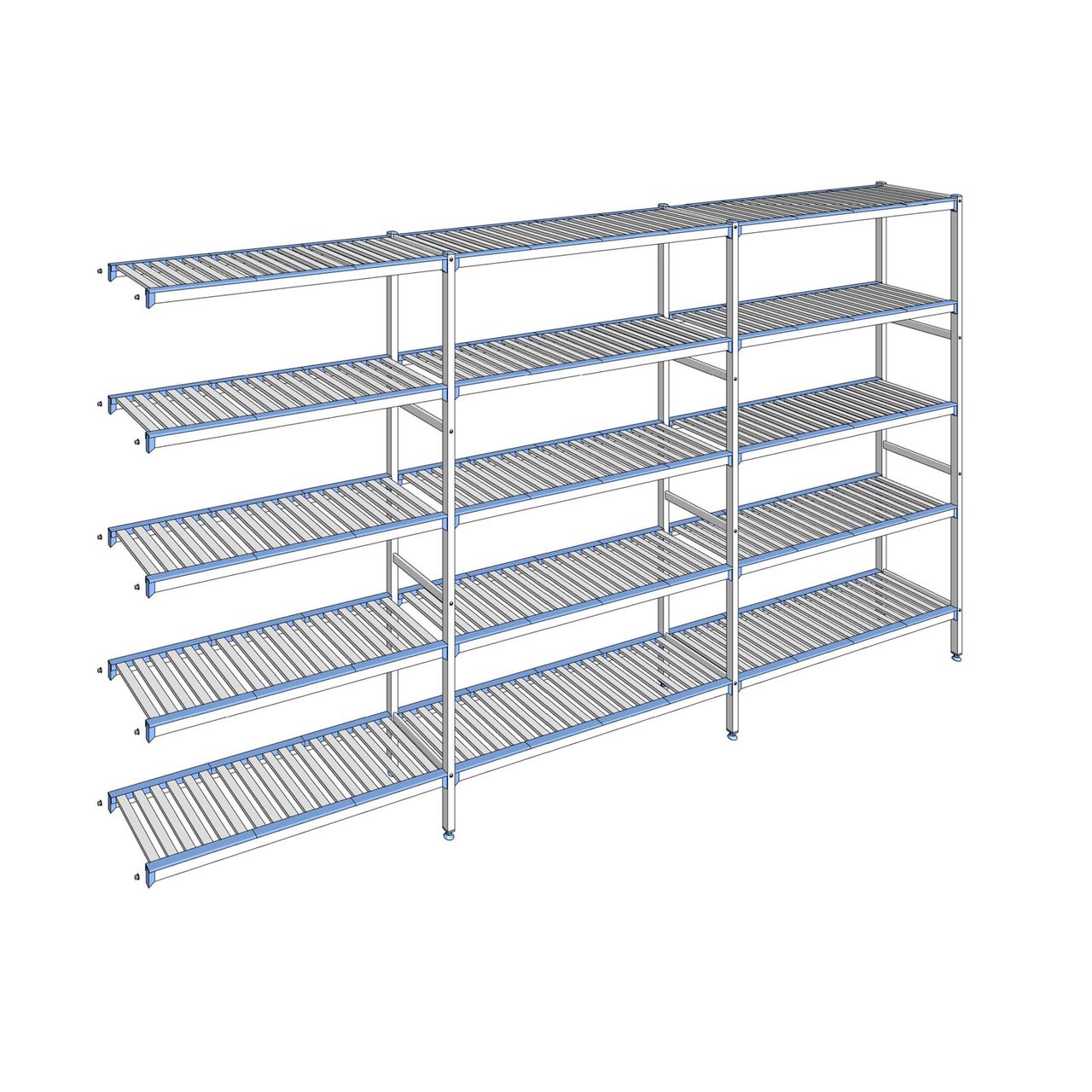 Rayonnage à clayettes amovibles 5 niveaux aluminium 205 x 383.5 x 40 cm Tournus - ACK3835