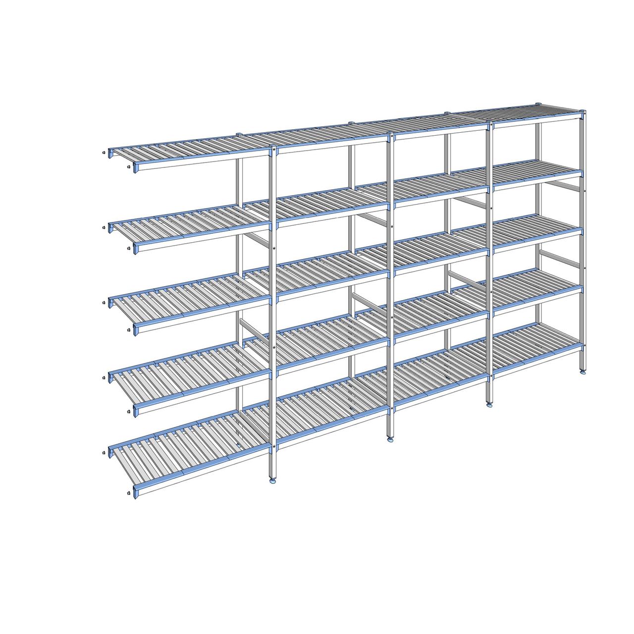 Rayonnage à clayettes amovibles 5 niveaux aluminium 205 x 387.1 x 40 cm Tournus - ACK3871