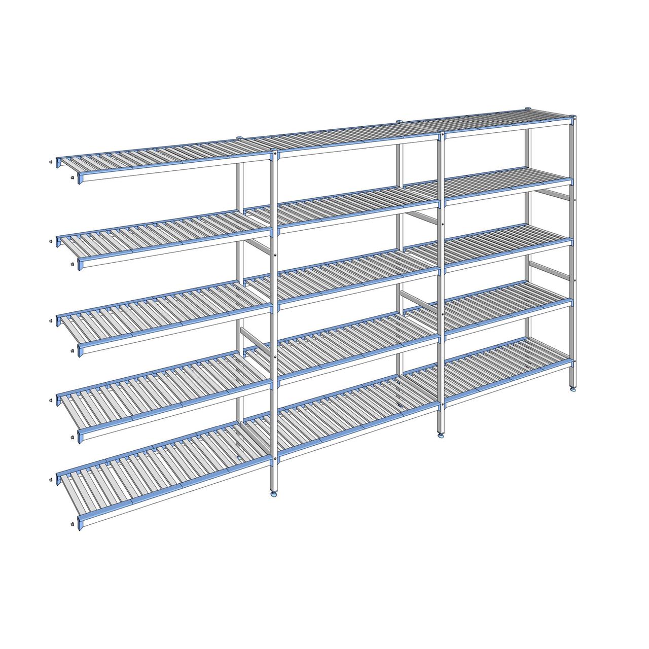 Rayonnage à clayettes amovibles 5 niveaux aluminium 205 x 393.5 x 40 cm Tournus - ACK3935