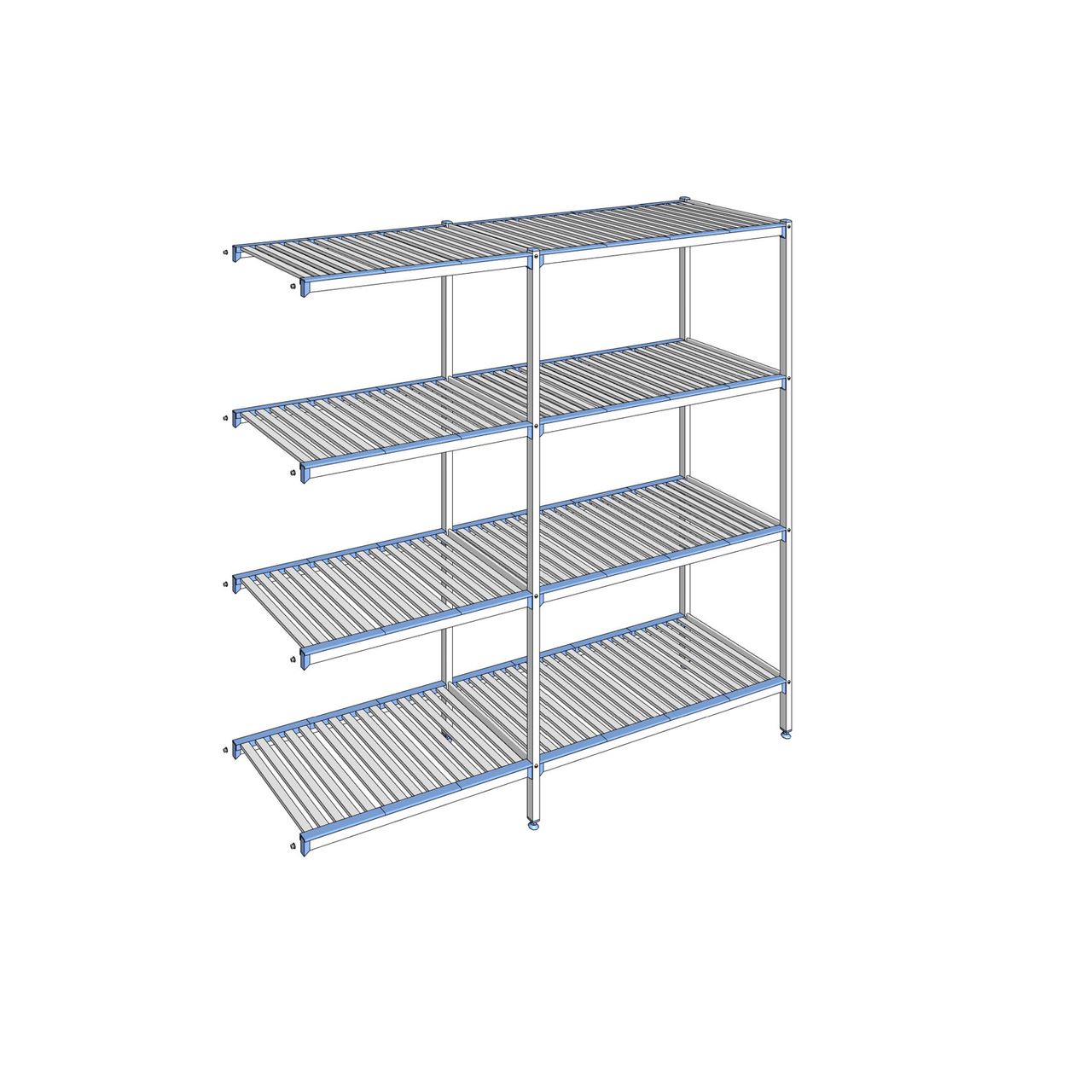 Rayonnage à clayettes amovibles 4 niveaux aluminium 205 x 219.1 x 56 cm Tournus - ACP2191