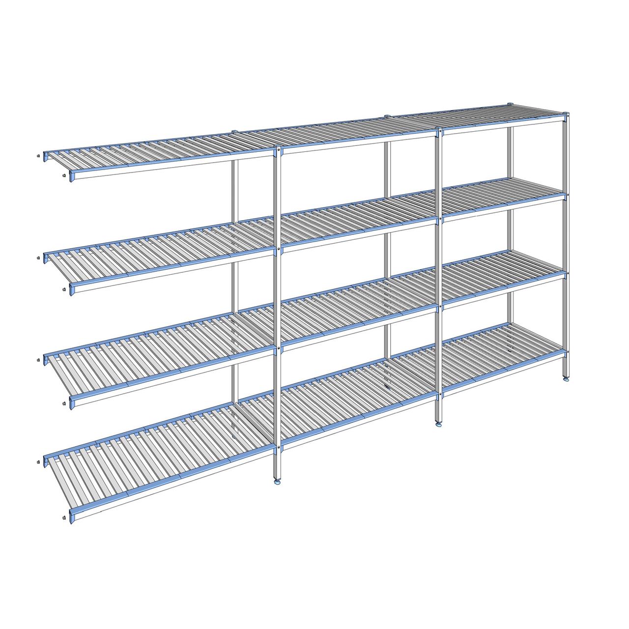 Rayonnage à clayettes amovibles 4 niveaux aluminium 205 x 403.7 x 50 cm Tournus - ACM4037