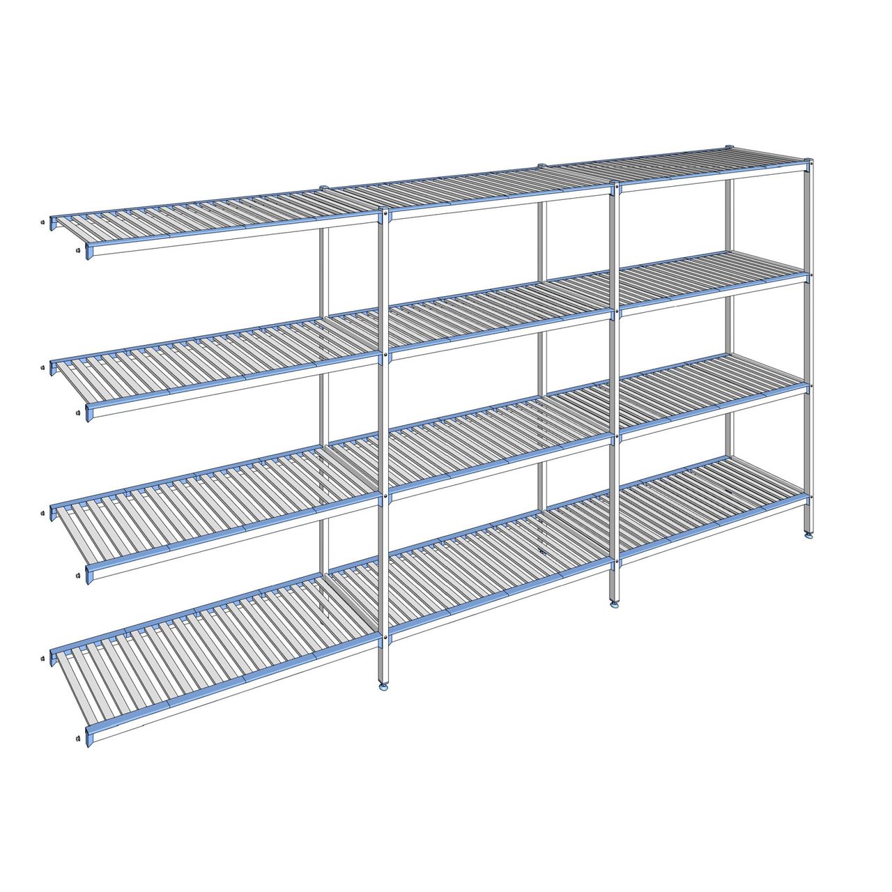 Rayonnage à clayettes amovibles 4 niveaux aluminium 205 x 413.7 x 50 cm Tournus - ACM4137