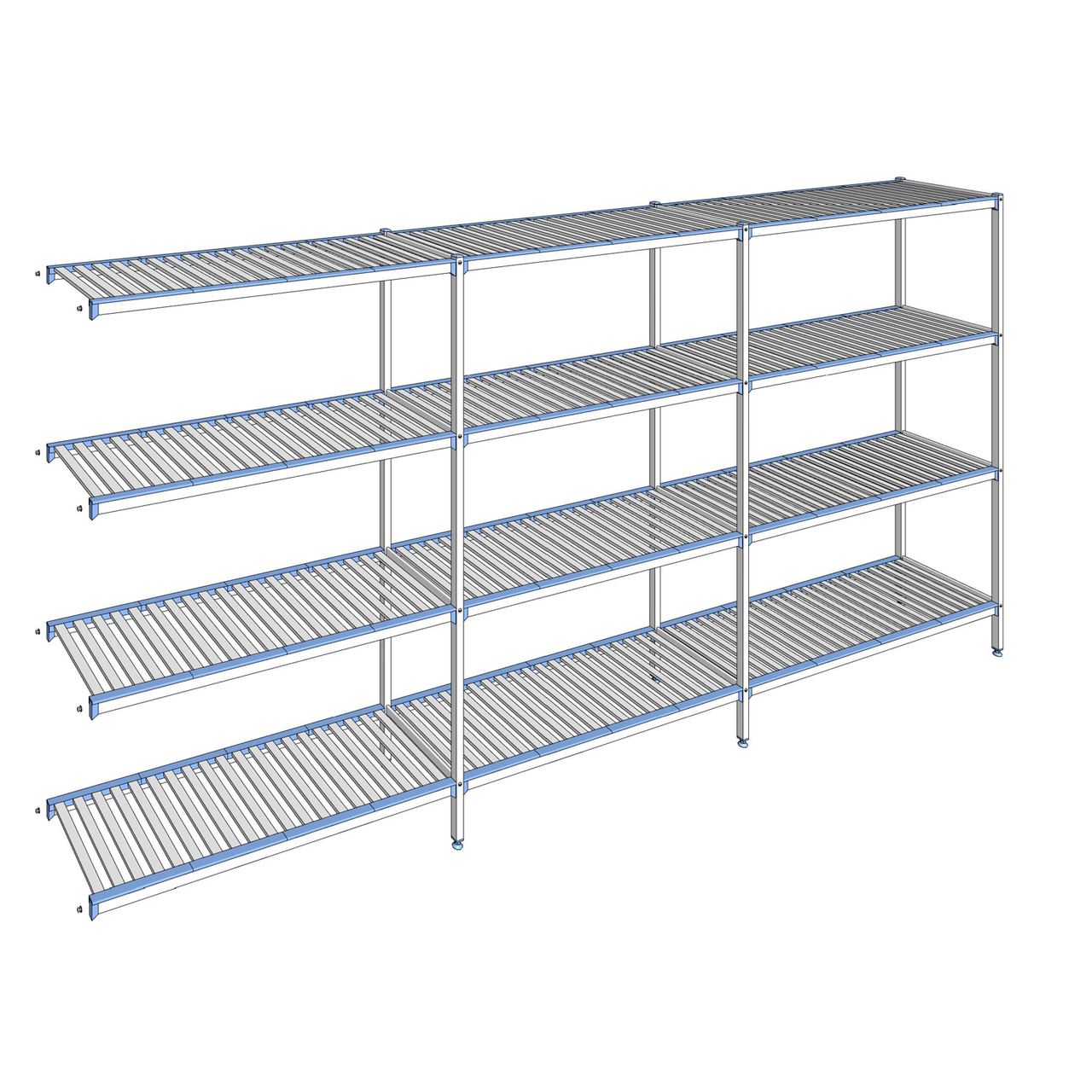 Rayonnage à clayettes amovibles 4 niveaux aluminium 205 x 423.7 x 50 cm Tournus - ACM4237