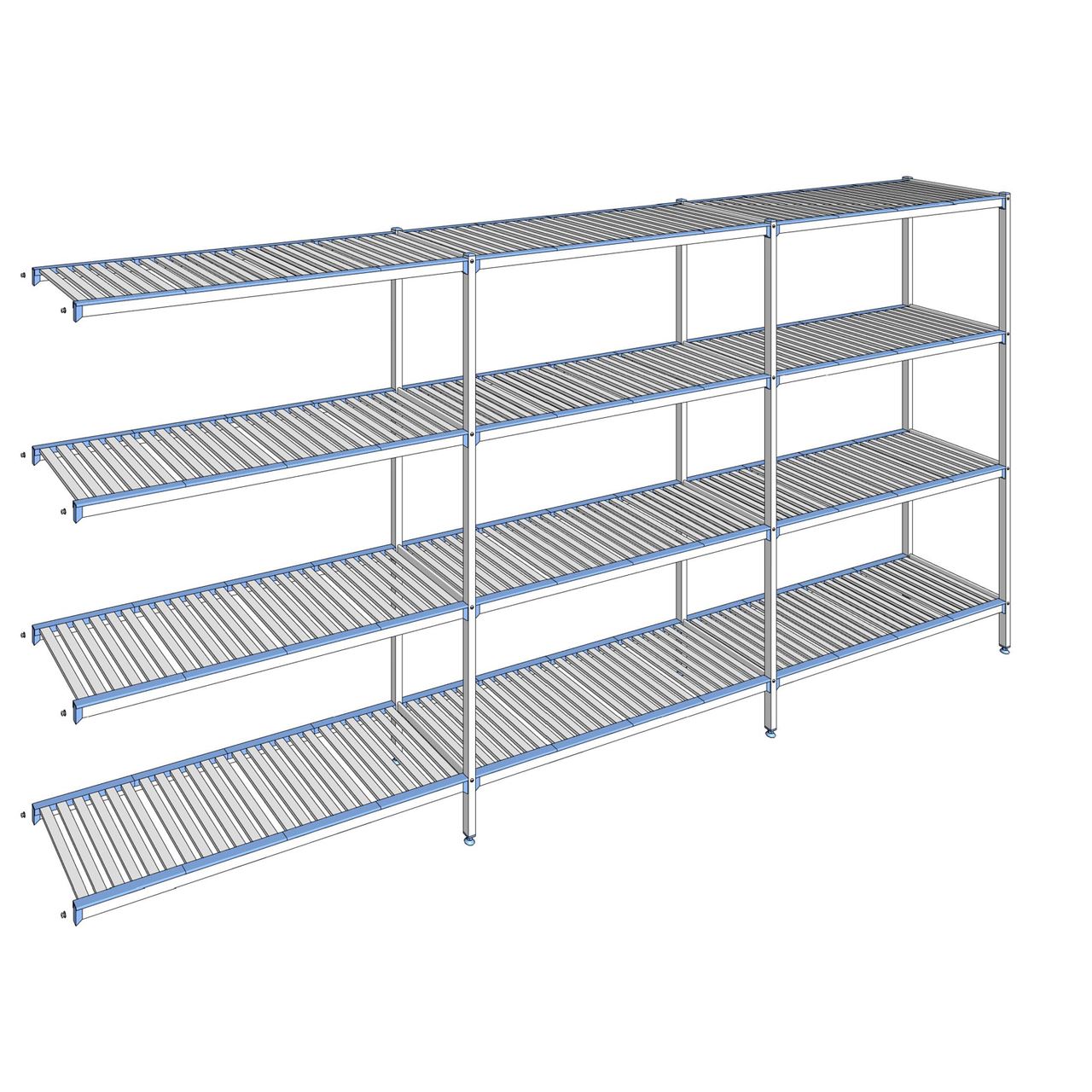 Rayonnage à clayettes amovibles 4 niveaux aluminium 205 x 433.7 x 50 cm Tournus - ACM4337
