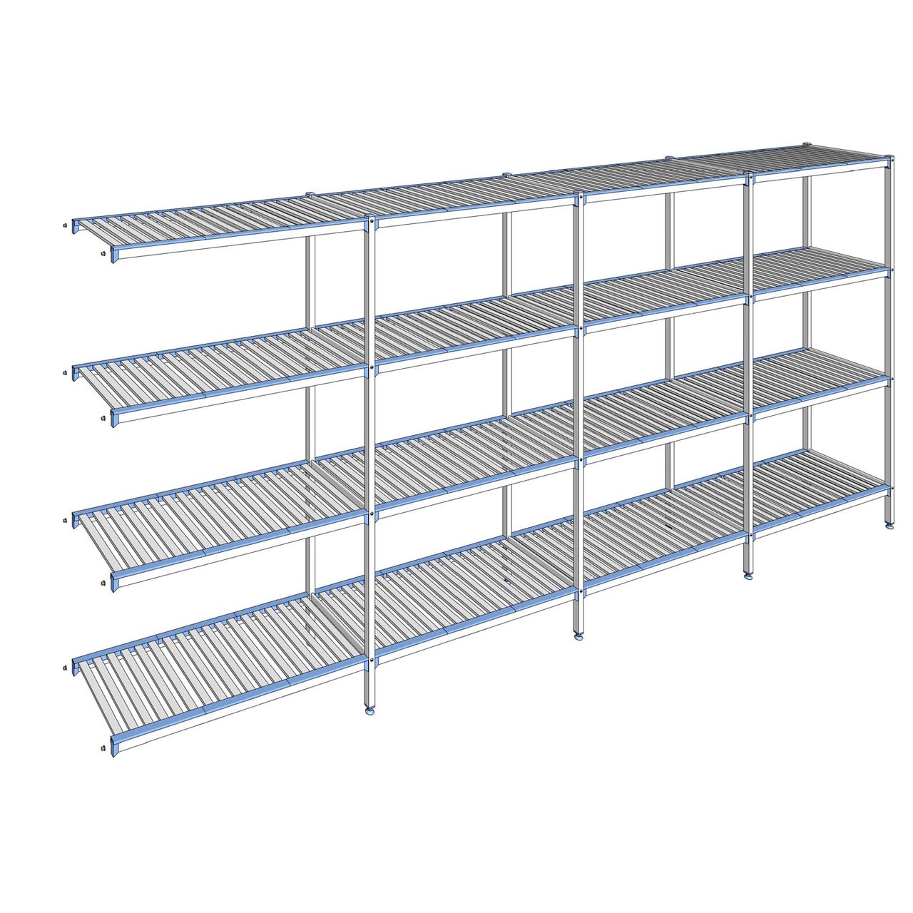 Rayonnage à clayettes amovibles 4 niveaux aluminium 205 x 457.1 x 50 cm Tournus - ACM4571