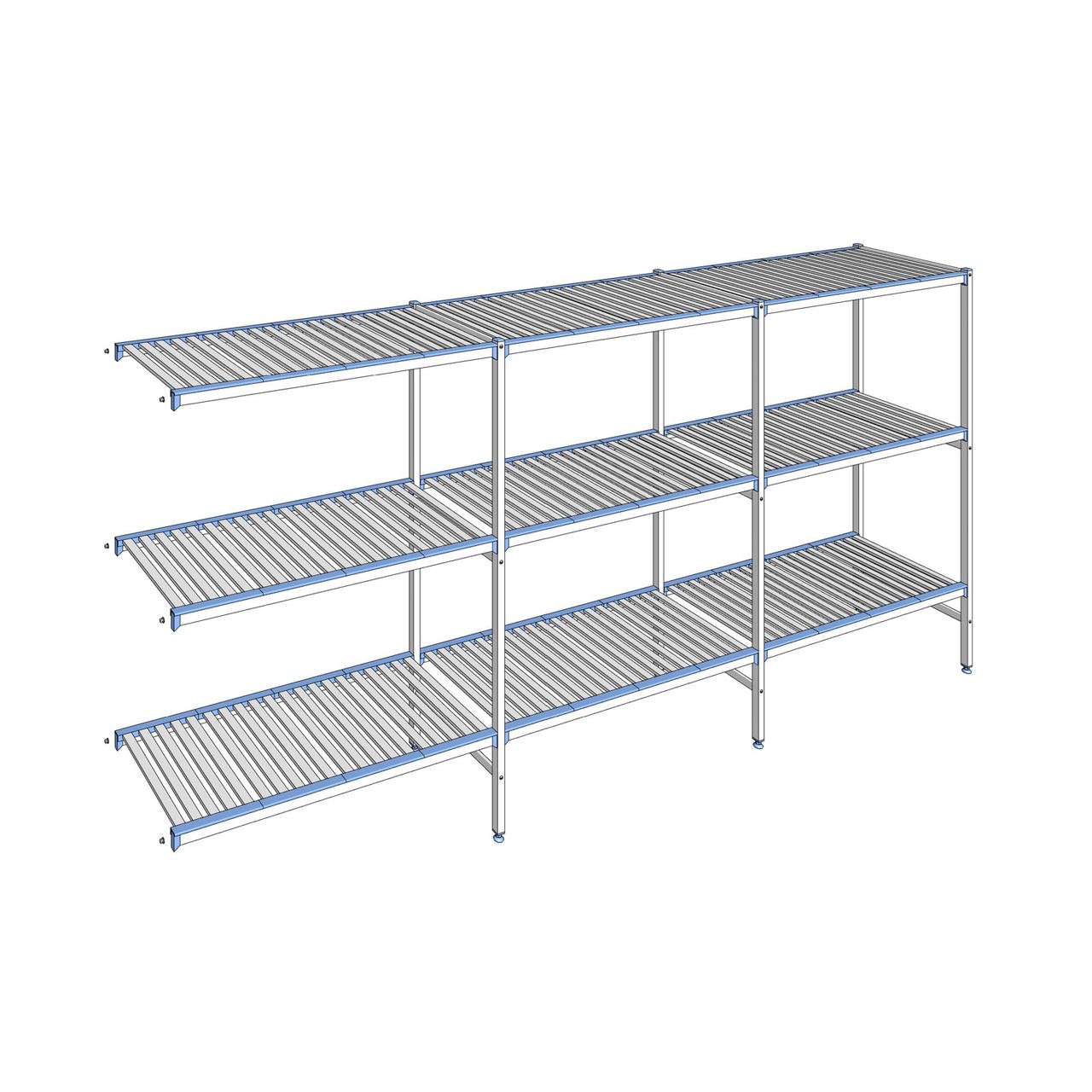 Rayonnage à clayettes amovibles 3 niveaux aluminium 175 x 373.1 x 56 cm Tournus - ACG3731