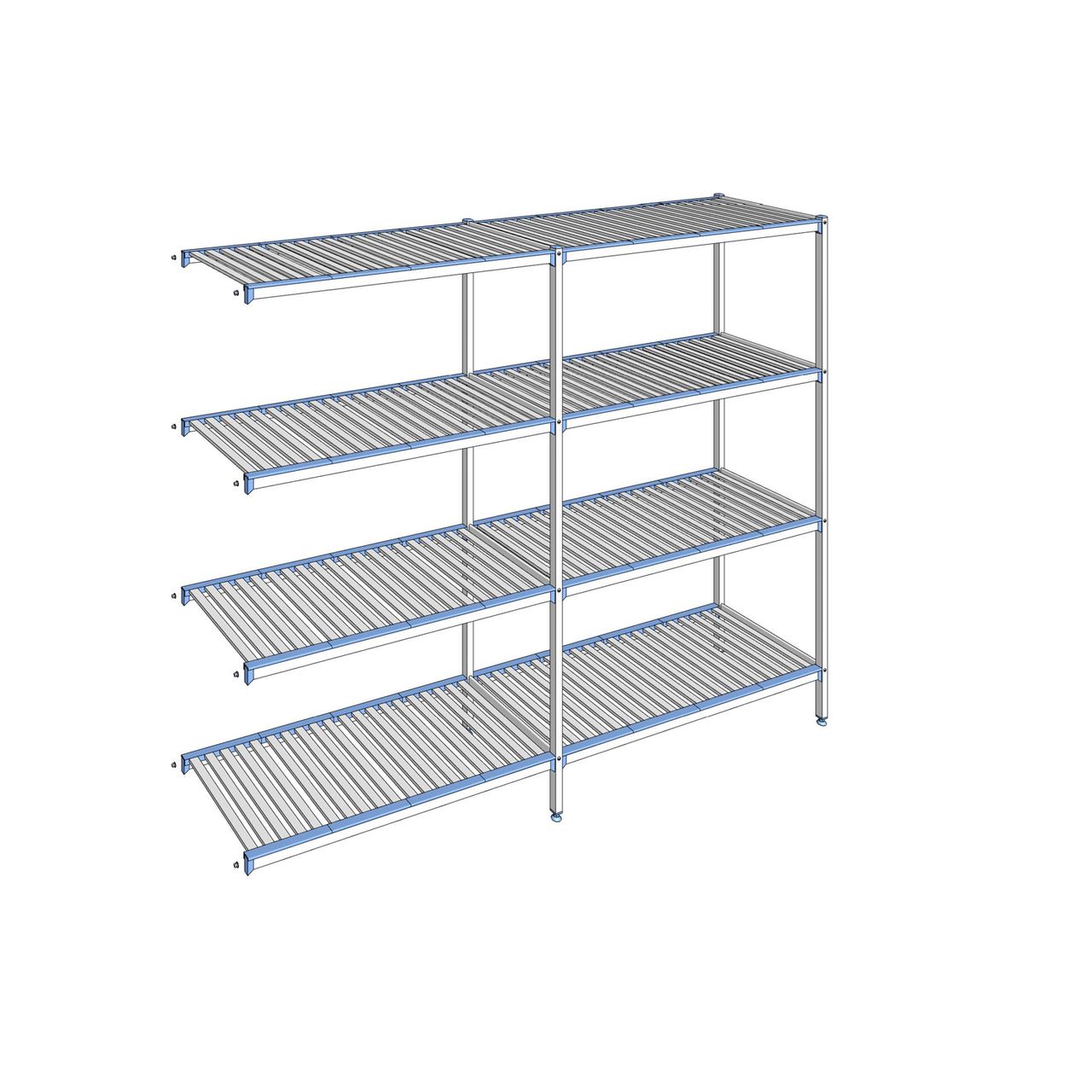Rayonnage à clayettes amovibles 4 niveaux aluminium 205 x 259.3 x 56 cm Tournus - ACP2593