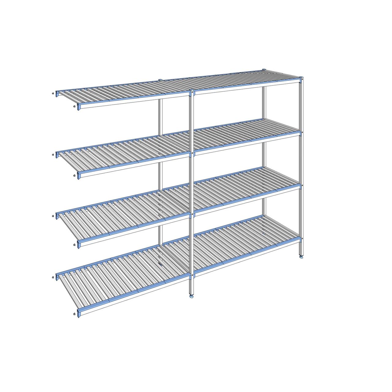 Rayonnage à clayettes amovibles 4 niveaux aluminium 205 x 279.3 x 56 cm Tournus - ACP2793