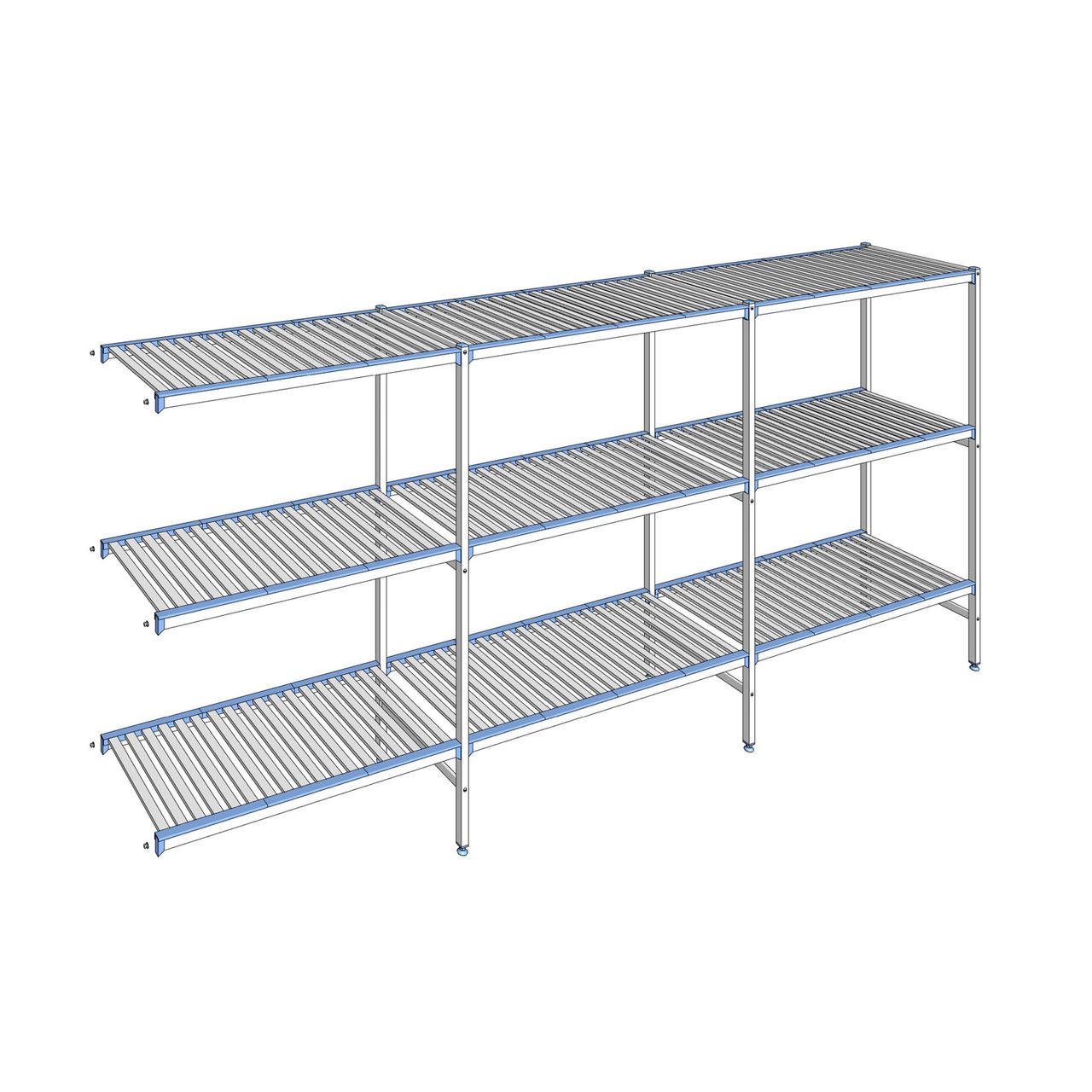 Rayonnage à clayettes amovibles 3 niveaux aluminium 175 x 383.5 x 56 cm Tournus - ACG3835