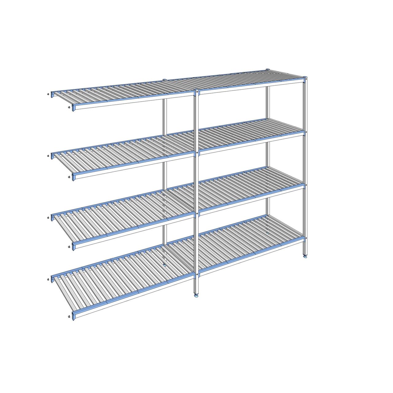 Rayonnage à clayettes amovibles 4 niveaux aluminium 205 x 289.5 x 56 cm Tournus - ACP2895