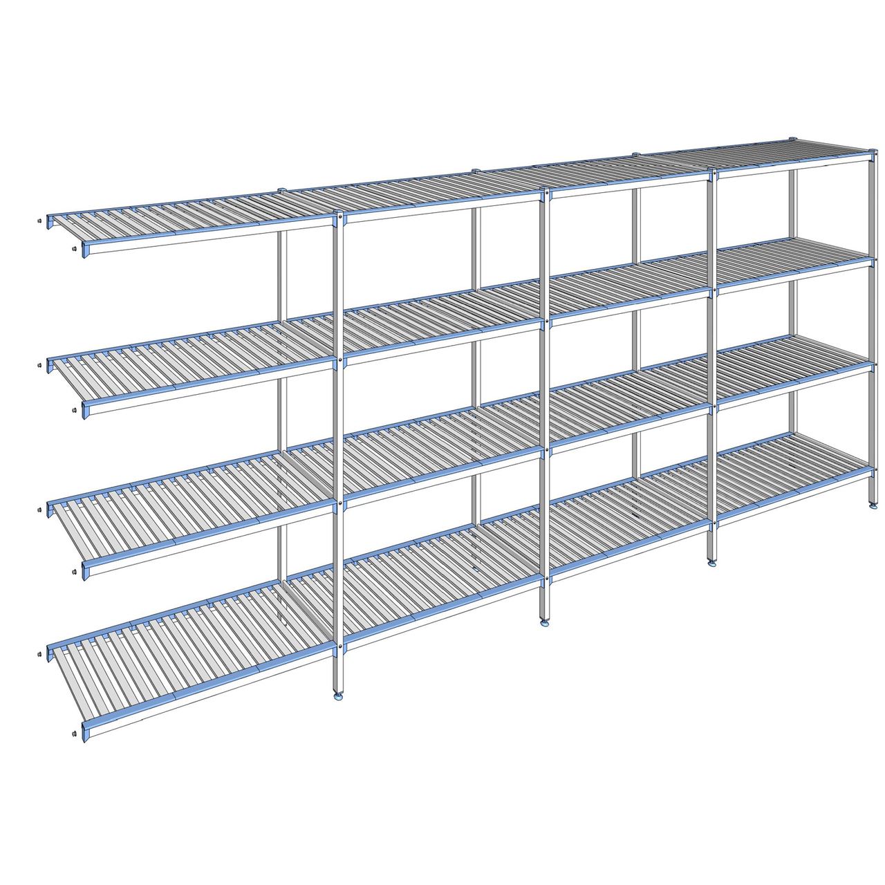 Rayonnage à clayettes amovibles 4 niveaux aluminium 205 x 477.3 x 50 cm Tournus - ACM4773