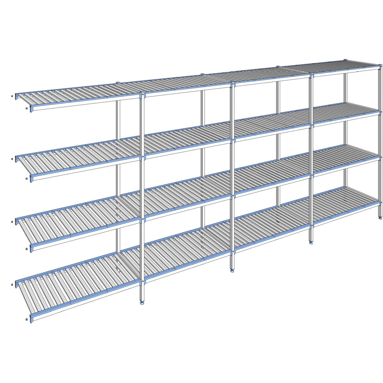 Rayonnage à clayettes amovibles 4 niveaux aluminium 205 x 487.3 x 50 cm Tournus - ACM4873