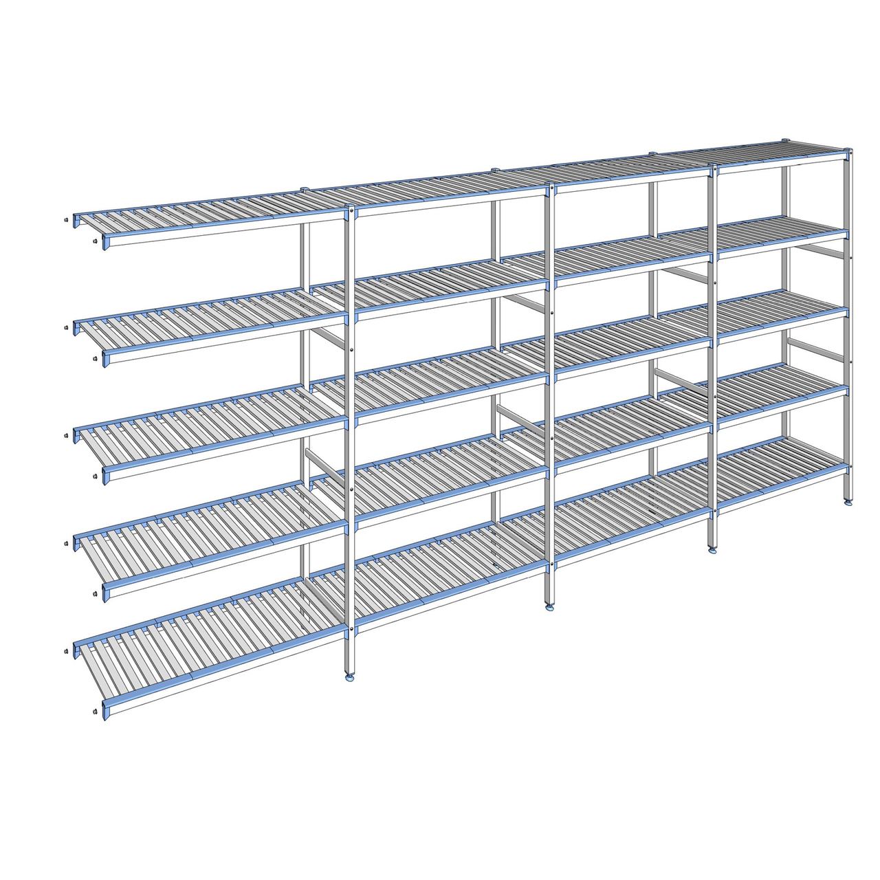 Rayonnage à clayettes amovibles 5 niveaux aluminium 205 x 457.1 x 40 cm Tournus - ACK4571