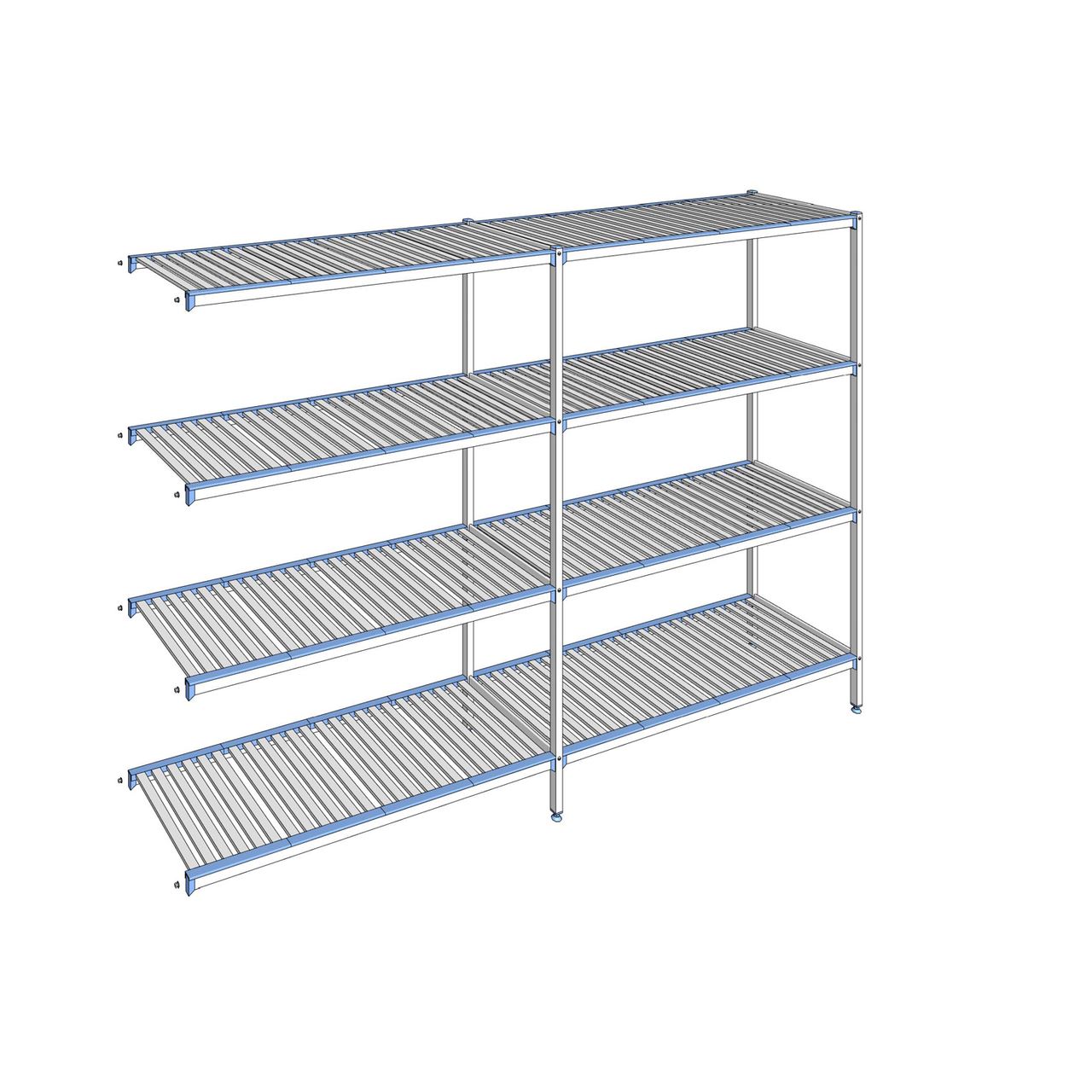 Rayonnage à clayettes amovibles 4 niveaux aluminium 205 x 299.5 x 56 cm Tournus - ACP2995