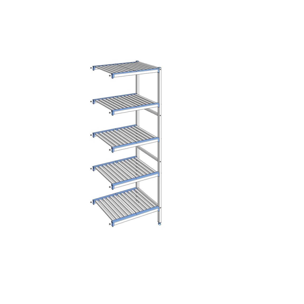 Rayonnage à clayettes amovibles 5 niveaux aluminium 205 x 74.9 x 50 cm Tournus - ACN0749