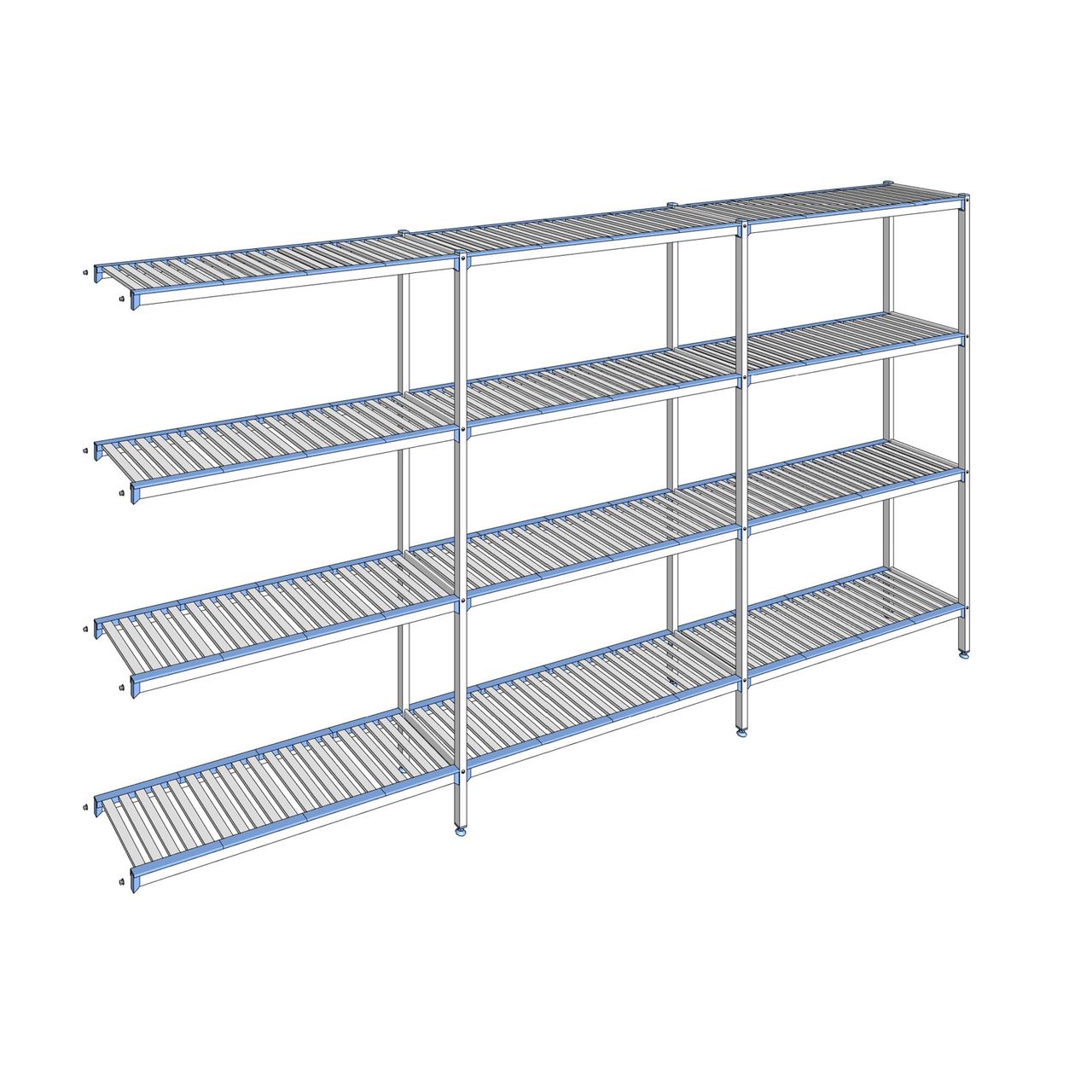 Rayonnage à clayettes amovibles 4 niveaux aluminium 205 x 393.5 x 40 cm Tournus - ACJ3935