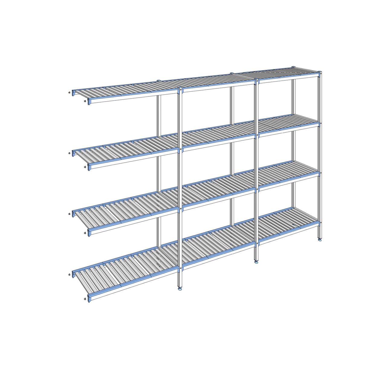 Rayonnage à clayettes amovibles 4 niveaux aluminium 205 x 313.1 x 40 cm Tournus - ACJ3131