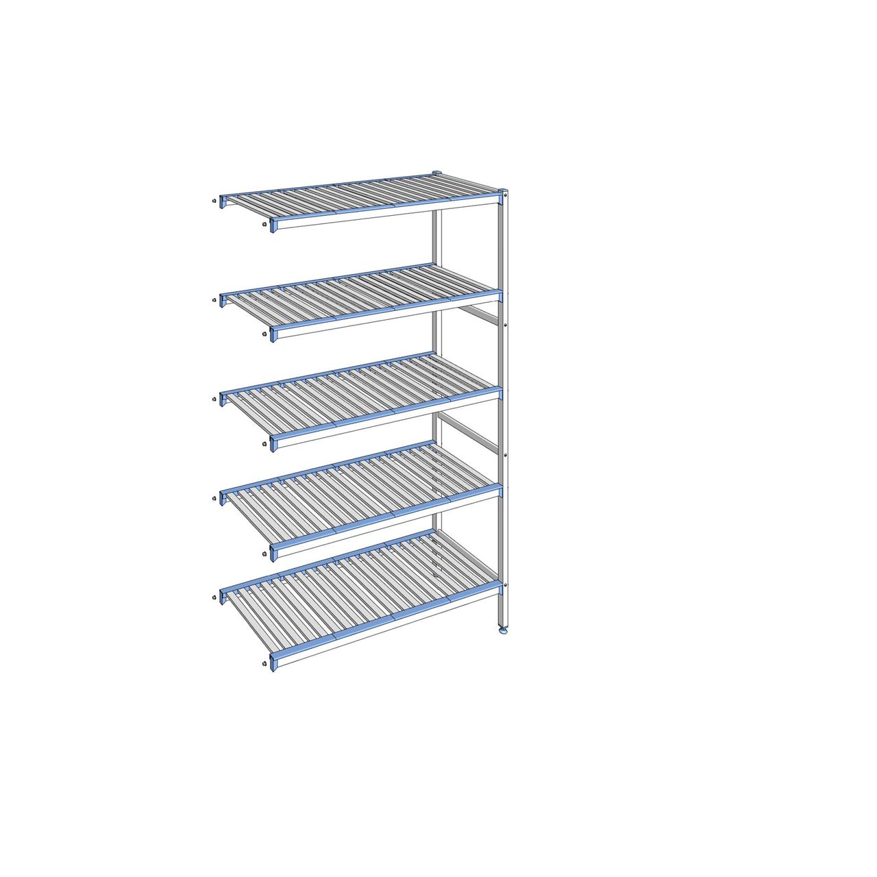 Rayonnage à clayettes amovibles 5 niveaux aluminium 205 x 125.1 x 50 cm Tournus - ACN1251