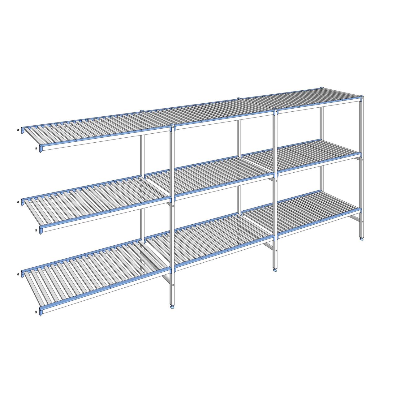 Rayonnage à clayettes amovibles 3 niveaux aluminium 175 x 413.7 x 56 cm Tournus - ACG4137