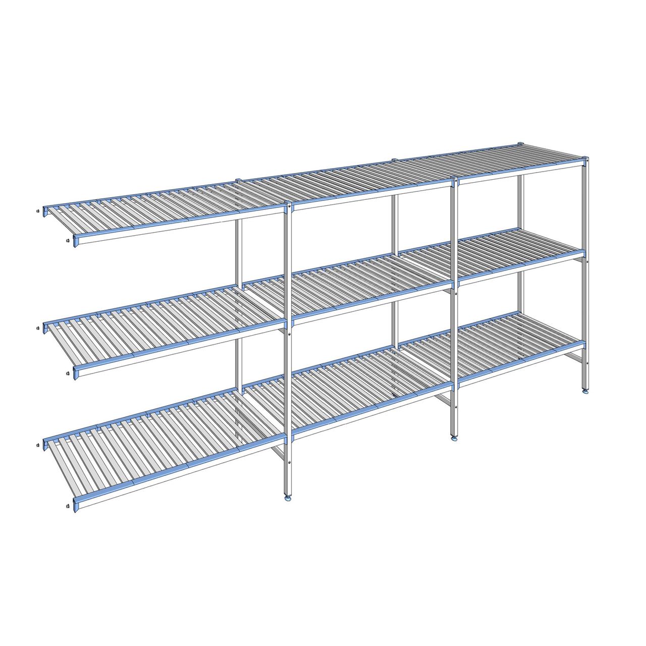 Rayonnage à clayettes amovibles 3 niveaux aluminium 175 x 403.7 x 56 cm Tournus - ACG4037