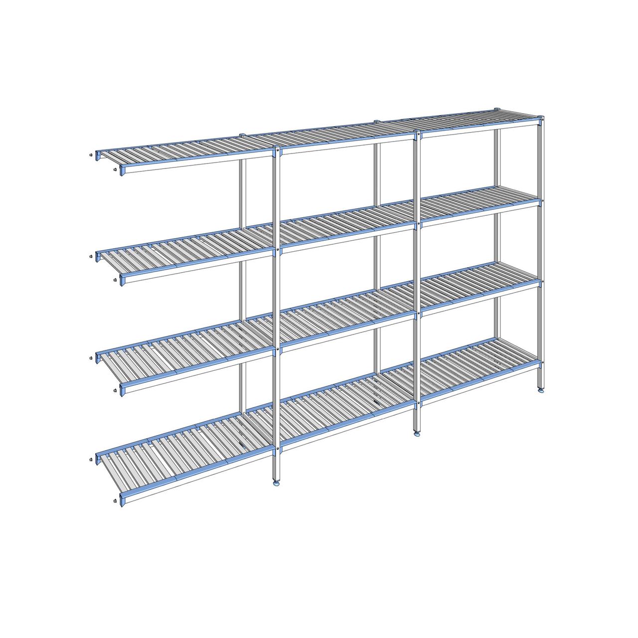 Rayonnage à clayettes amovibles 4 niveaux aluminium 205 x 343.1 x 40 cm Tournus - ACJ3431