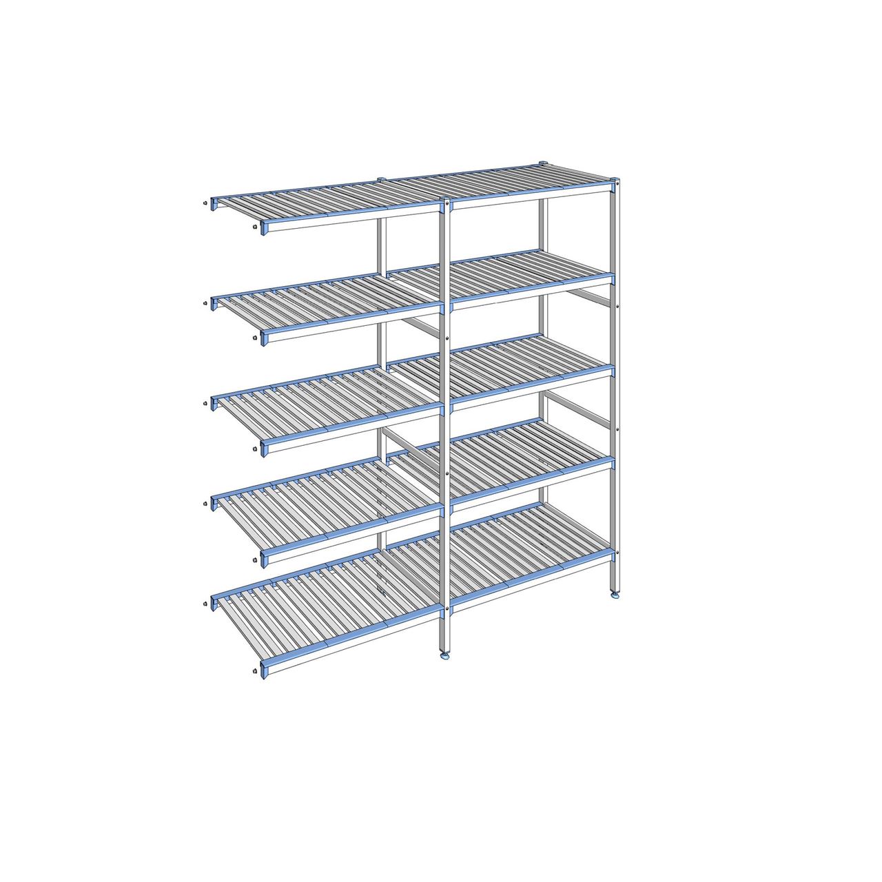 Rayonnage à clayettes amovibles 5 niveaux aluminium 205 x 199.1 x 50 cm Tournus - ACN1991