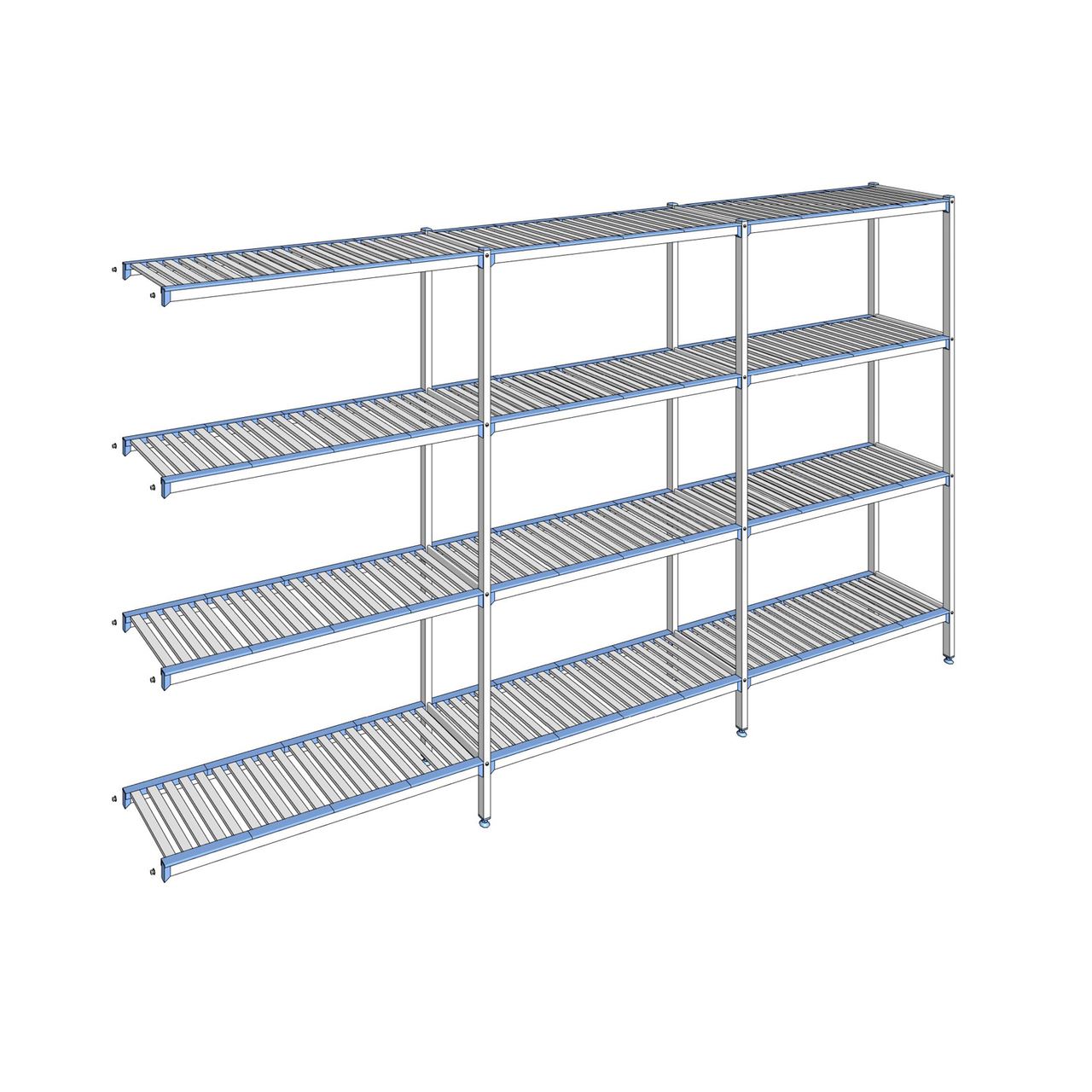 Rayonnage à clayettes amovibles 4 niveaux aluminium 205 x 373.1 x 40 cm Tournus - ACJ3731