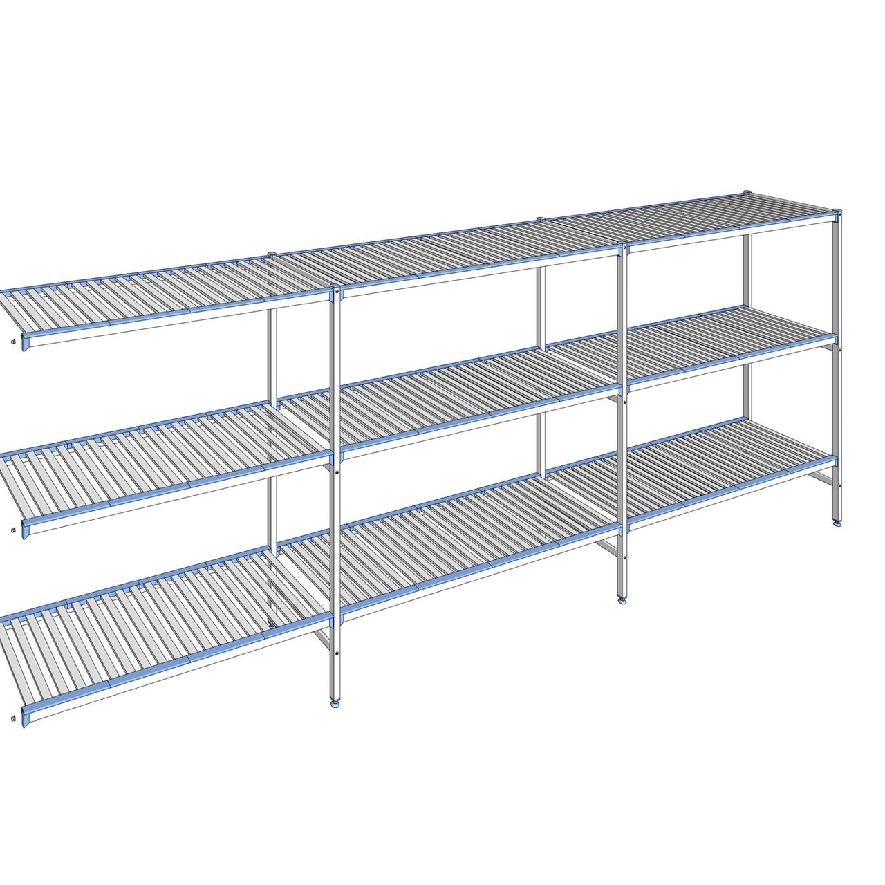 Rayonnage à clayettes amovibles 3 niveaux aluminium 175 x 463.7 x 56 cm Tournus - ACG4637