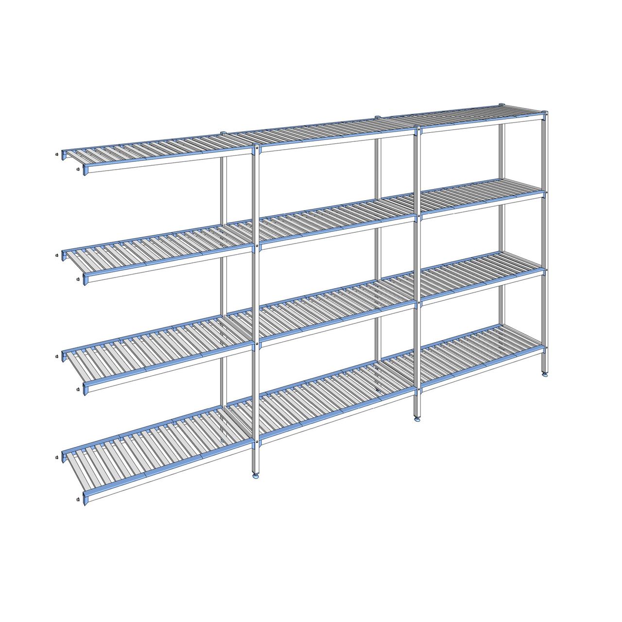 Rayonnage à clayettes amovibles 4 niveaux aluminium 205 x 383.5 x 40 cm Tournus - ACJ3835