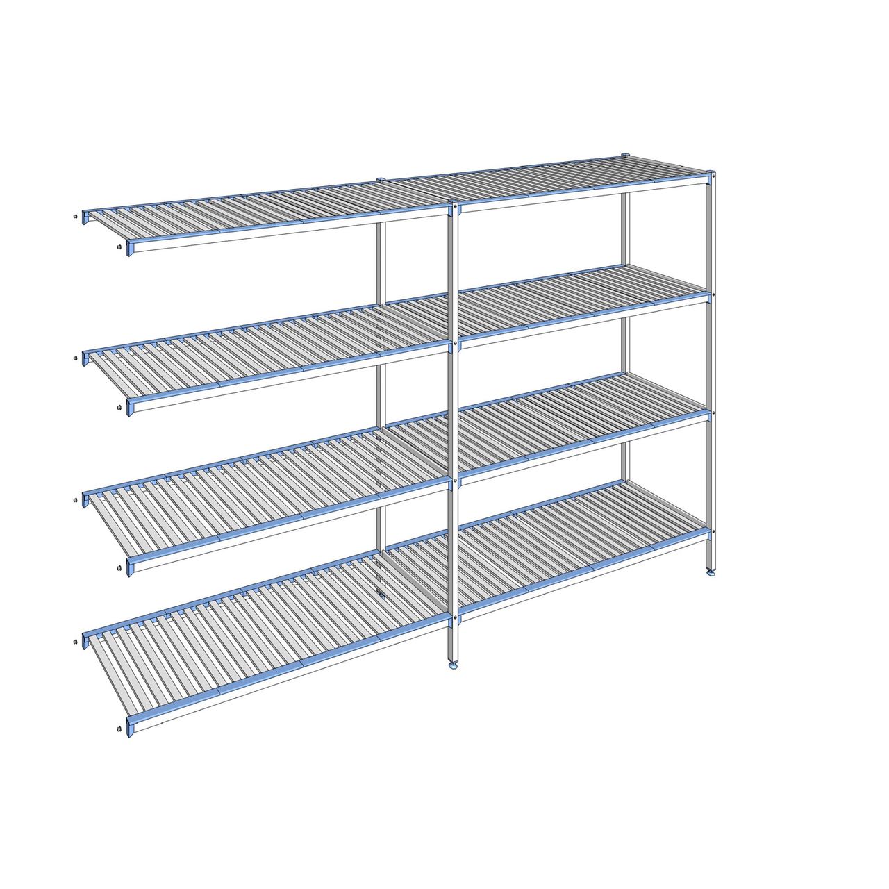 Rayonnage à clayettes amovibles 4 niveaux aluminium 205 x 319.5 x 56 cm Tournus - ACP3195