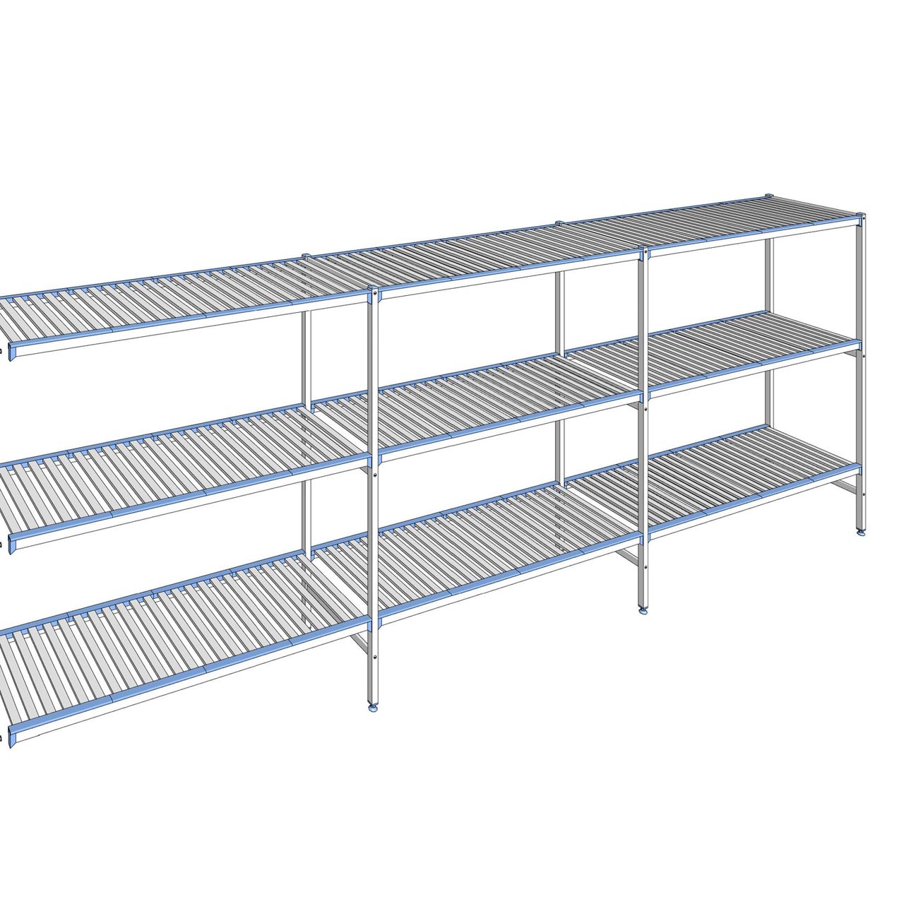 Rayonnage à clayettes amovibles 3 niveaux aluminium 175 x 473.7 x 56 cm Tournus - ACG4737