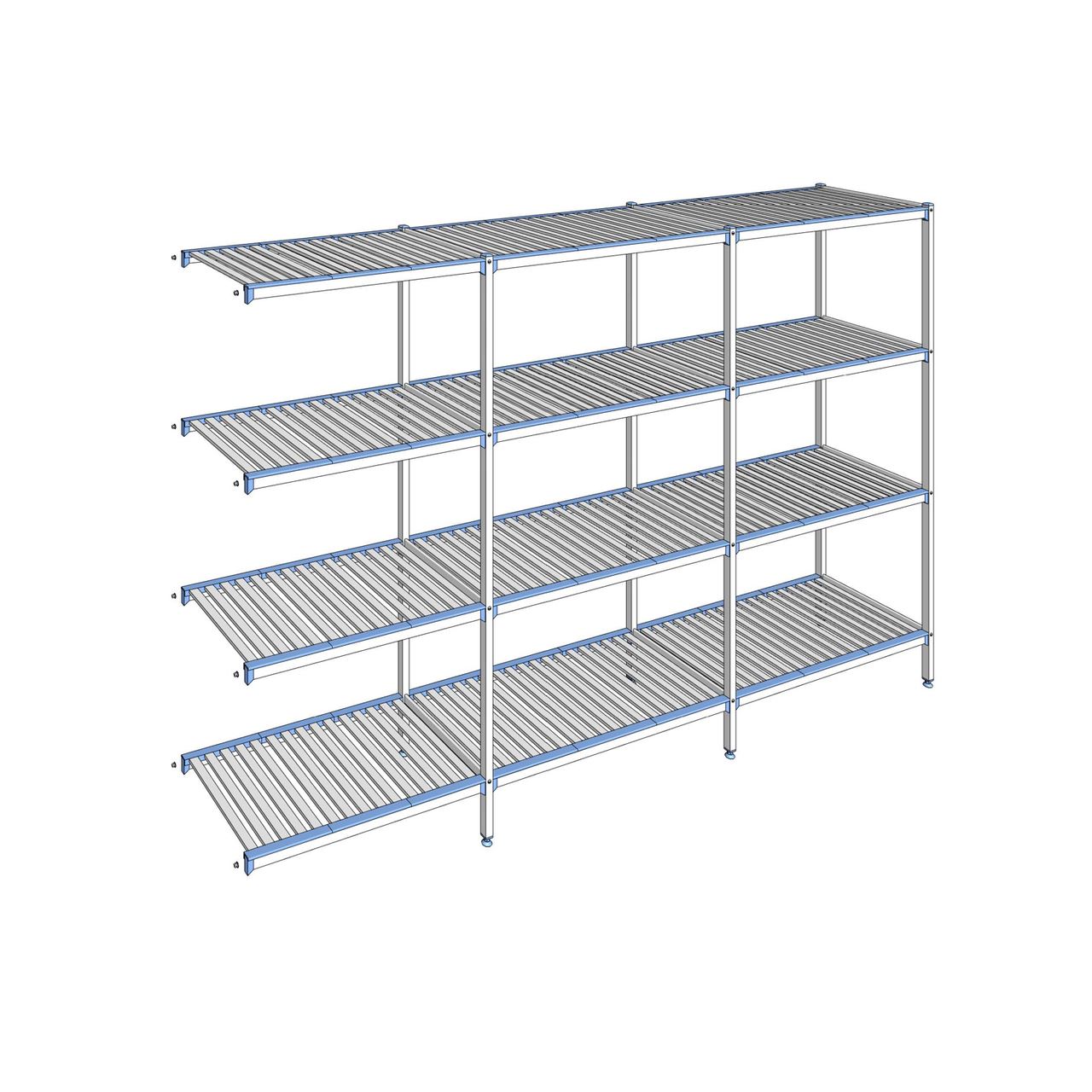 Rayonnage à clayettes amovibles 4 niveaux aluminium 205 x 323.1 x 56 cm Tournus - ACP3231