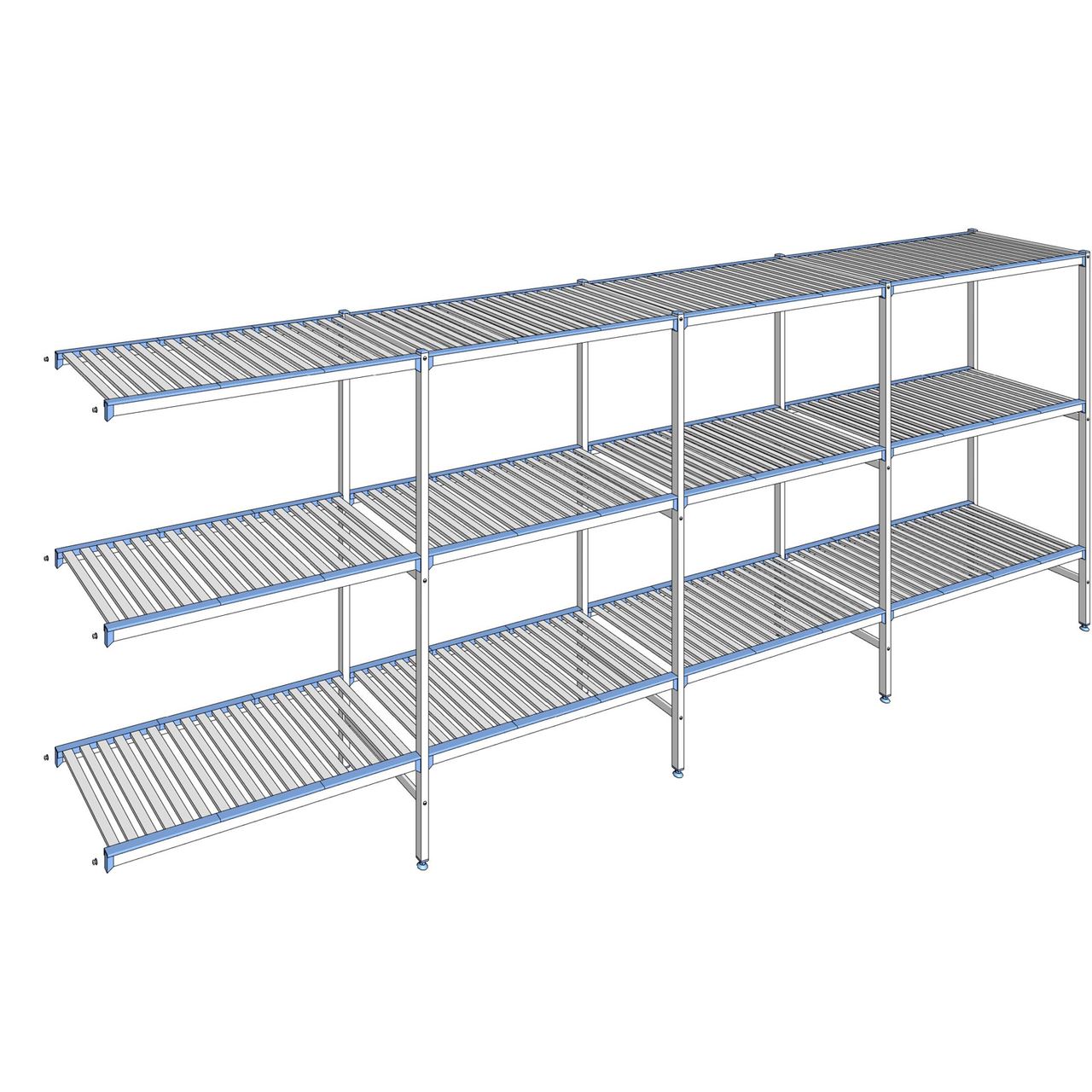 Rayonnage à clayettes amovibles 3 niveaux aluminium 175 x 477.3 x 56 cm Tournus - ACG4773