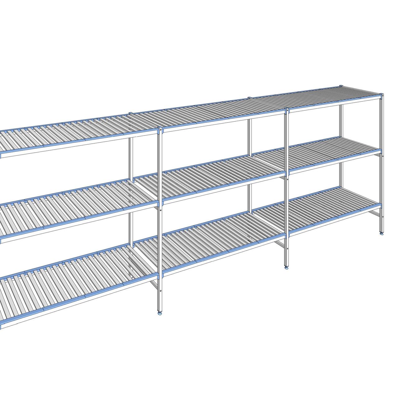 Rayonnage à clayettes amovibles 3 niveaux aluminium 175 x 483.7 x 56 cm Tournus - ACG4837