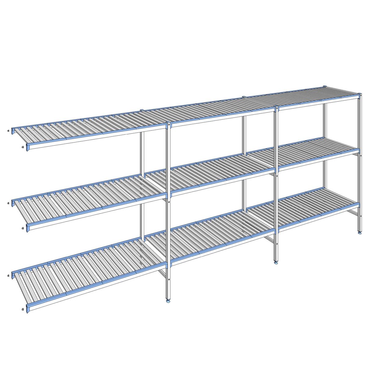 Rayonnage à clayettes amovibles 3 niveaux aluminium 175 x 433.7 x 50 cm Tournus - ACD4337