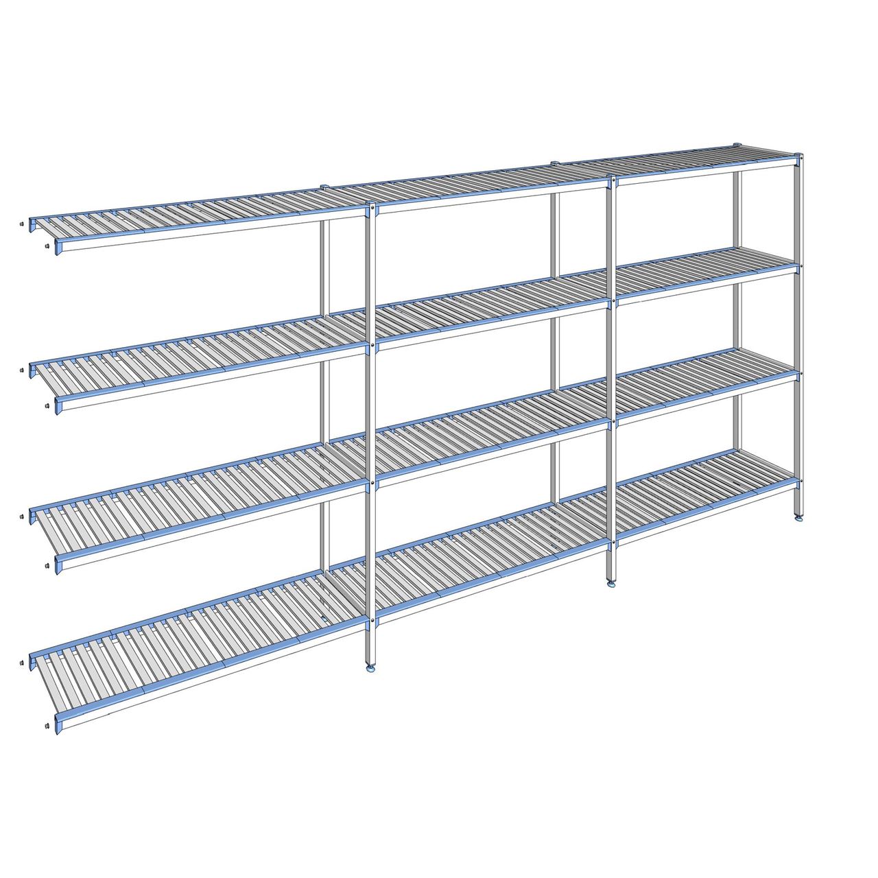 Rayonnage à clayettes amovibles 4 niveaux aluminium 205 x 433.7 x 40 cm Tournus - ACJ4337