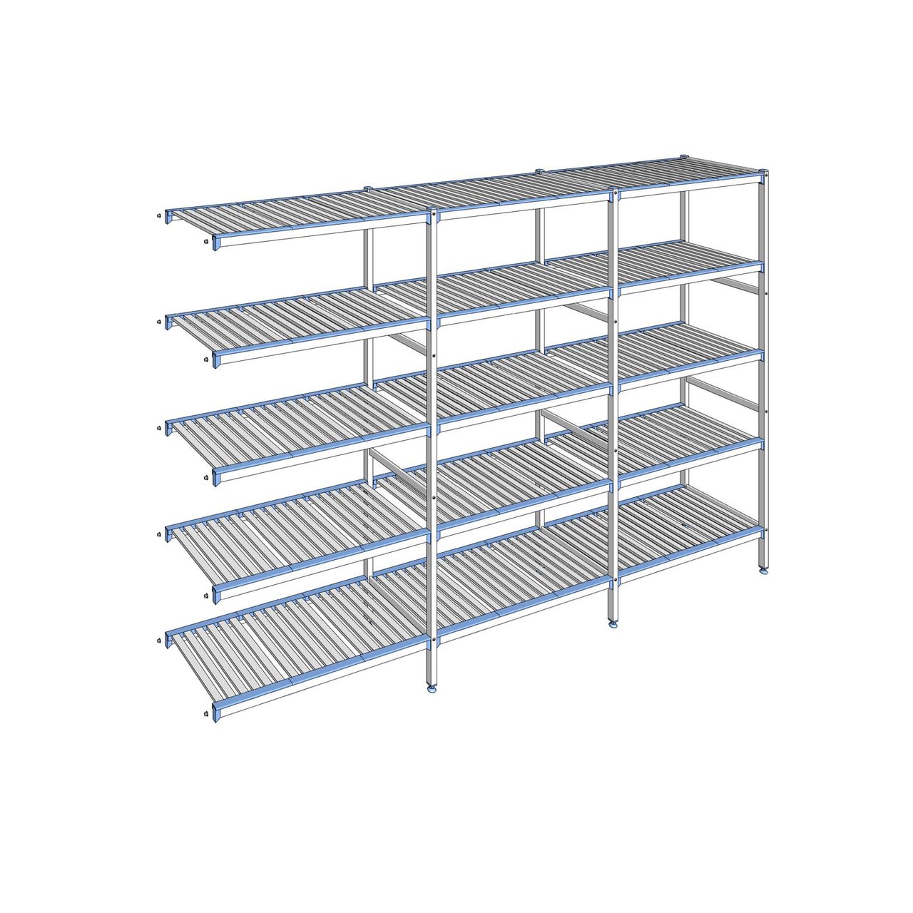 Rayonnage à clayettes amovibles 5 niveaux aluminium 205 x 313.1 x 50 cm Tournus - ACN3131