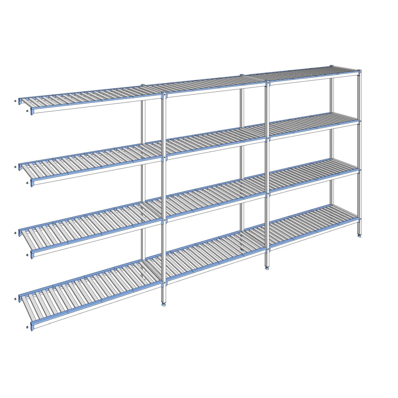 Rayonnage à clayettes amovibles 4 niveaux aluminium 205 x 423.7 x 40 cm Tournus - ACJ4237