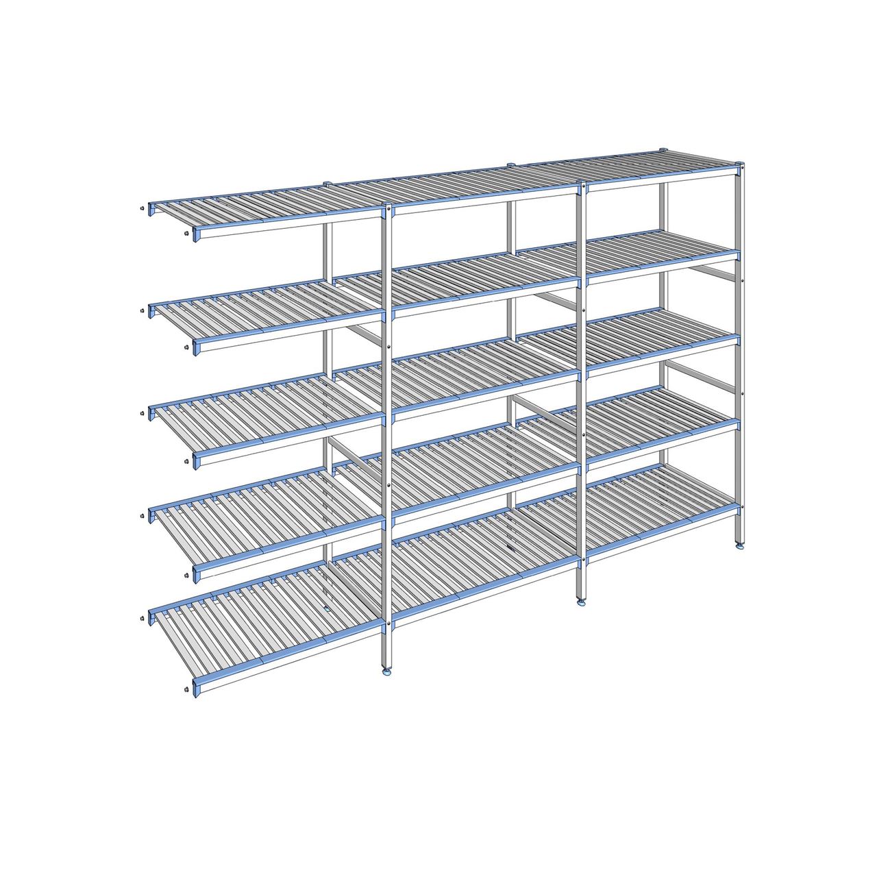 Rayonnage à clayettes amovibles 5 niveaux aluminium 205 x 323.1 x 50 cm Tournus - ACN3231