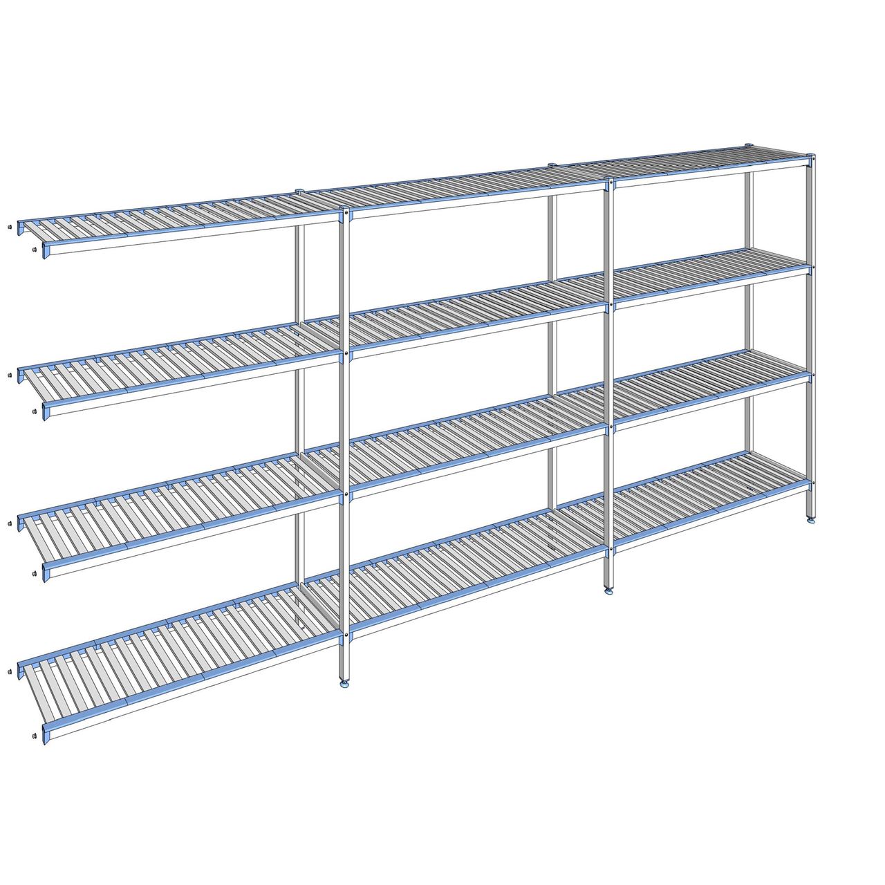 Rayonnage à clayettes amovibles 4 niveaux aluminium 205 x 443.7 x 40 cm Tournus - ACJ4437