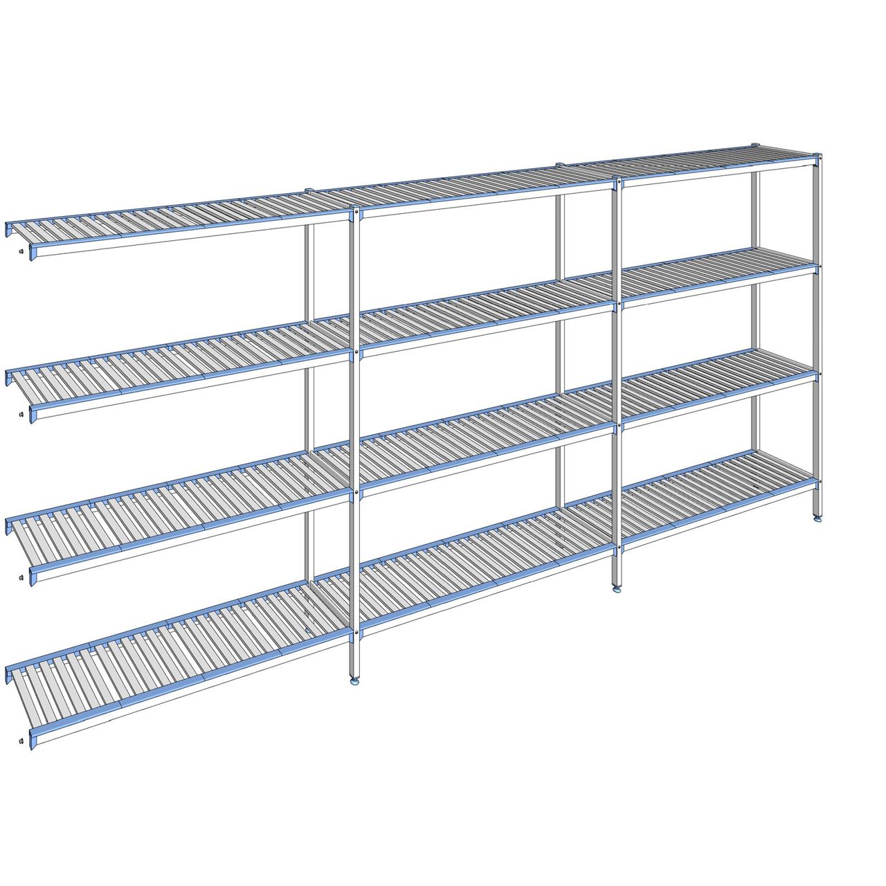 Rayonnage à clayettes amovibles 4 niveaux aluminium 205 x 453.7 x 40 cm Tournus - ACJ4537