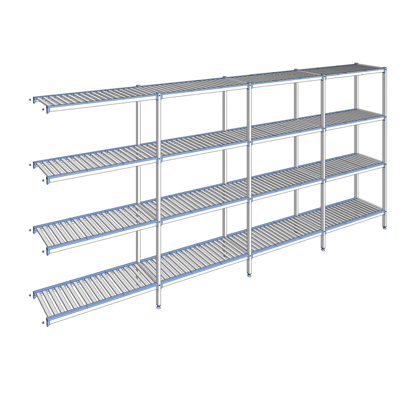 Rayonnage à clayettes amovibles 4 niveaux aluminium 205 x 457.1 x 40 cm Tournus - ACJ4571