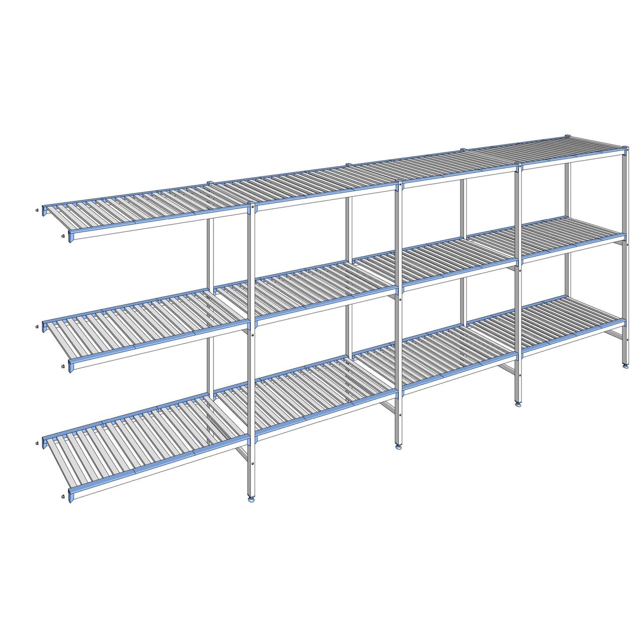 Rayonnage à clayettes amovibles 3 niveaux aluminium 175 x 467.1 x 50 cm Tournus - ACD4671