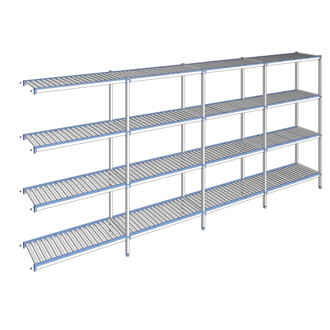 Rayonnage à clayettes amovibles 4 niveaux aluminium 205 x 467.1 x 40 cm Tournus - ACJ4671