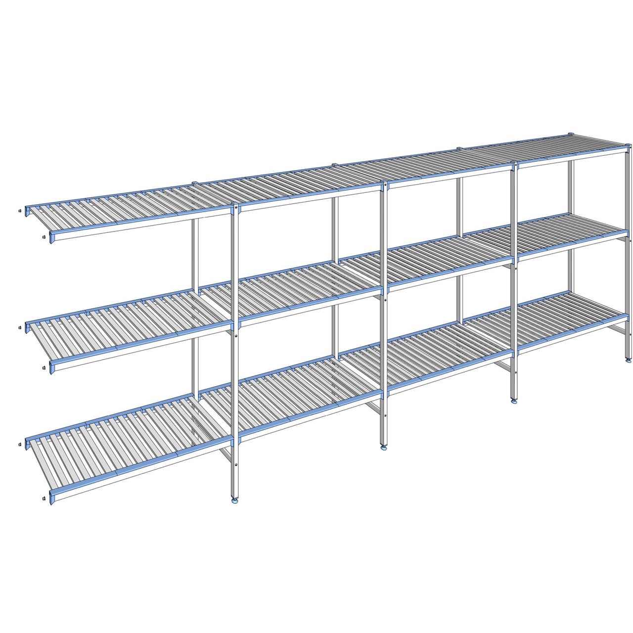 Rayonnage à clayettes amovibles 3 niveaux aluminium 175 x 487.3 x 50 cm Tournus - ACD4873